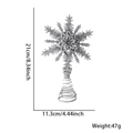 Silberne Schneeflocken-Christbaumspitze mit Glitzer und Spiralfuß, Höhe 21 cm - Weihnachtsbaumspitze Ornament / Glitzer Silver Mehrlagig Schneeflocke Stil