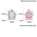Silicone birdhouse clock mold with a pink finished resin clock and gold dial display - House Shape Mold (D4645)