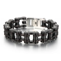 Herren Hip-Hop Fahrradkette Armband in Matt-Schwarz und poliertem Edelstahl-Finish - Schwarz Silber (KB69920-BD) / 23CM