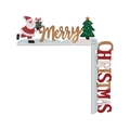 Decorazione per telaio porta in legno a L con Babbo Natale, albero e testo Merry Christmas - Babbo Natale Destro