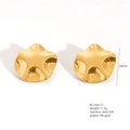 Irregular wavy round stud earrings in 18K gold-plated stainless steel 29mm size - E664-51(Irregular Wave Studs)