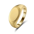 Polished gold S925 sterling silver signet ring with a smooth oval-shaped face - NMR06-Oval Smooth Signet Gold Ring-Size 11