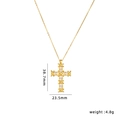 Gold cross pendant necklace with crisscross X pattern and sparkling white zircon stones - X-Texture Gold Cross (A1604)