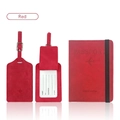 Red 3-piece travel set including a PU leather passport cover and two luggage tags - Set / Red