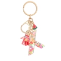 Cute fruit resin letter F keychain with colorful strawberry slices and red tassel - Letter X
