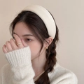 Padded cream sponge headband with matte fabric finish for women to add hair volume - Off White