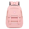 Waterproof pink nylon backpack for girls with multi-pocket design and breathable straps - Pink