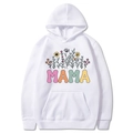 Felpa con cappuccio bianca Mama Est 2025 Coquette con scritte floreali e tasca a marsupio - S / Bianco