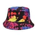 Bob élégant avec imprimé graffiti abstrait coloré sur tissu en coton noir - M(56-58cm) / Base Noire Imprimé Graffiti Coloré