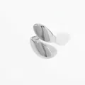 Polished silver stainless steel open ring featuring a minimalist double oval bypass design - Silver Style (B608)