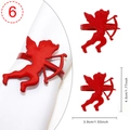 Set of 6 red cupid arrow napkin rings made of metal for Valentines dinner decor - Red Cupid