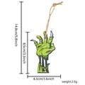 Green zombie hand wooden Halloween hanging ornament with dimension markers and rope - Zombie Hand Style