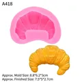 Pink croissant shaped silicone mold for baking and candle making with product dimensions - 3# Croissant / Pink