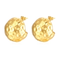 Pendientes de mujer minimalistas de media esfera martillada chapados en oro de 18K - Estilo de Esfera con Textura Martillada / Dorado