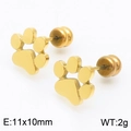 Minimalist 18K gold plated stainless steel pet paw stud earrings for women 11x10mm - Gold