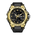 SANDA dual display sport watch for men with black and gold dial and silicone strap - Gold