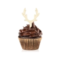 Dettaglio di topper in legno a forma di corna di renna su un cupcake al cioccolato - Stile Corna di Legno A