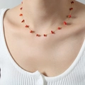 18k gold plated titanium necklace with natural irregular red stone beads for women - Red Natural Stone (P018)