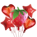 5-piece strawberry foil balloon set for summer fruit theme birthday party decoration - Strawberry Star / Five-Piece Set