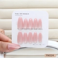 Uñas postizas artesanales en forma de almendra rosa melocotón efecto ojo de gato - Talla S (FM224-S)