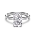 Classic S925 sterling silver ring featuring a large rectangular radiant cut gemstone - Silver/White Zirconia (Rectangle 4-Prong)