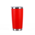 Red 20oz double wall vacuum insulated stainless steel tumbler with clear sliding lid - Powder Coated Red