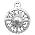 Silver sun pendant charm with vortex rays for DIY jewelry making accessories - Small Sun 16x19mm / Antique Silver