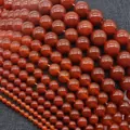 Macro view of assorted sizes of polished red agate round loose beads for DIY jewelry making - Red Agate Grade A / 4mm (approximately 90 Beads) 38cm Long