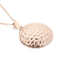 Minimalist rose gold hammered metal pendant necklace with a polished pebble texture - Rose Gold Hammered Pebble Texture Round Style [No Chain] (KP30642-K)