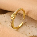 Golden star open ring featuring micro-pave zircons and minimalist celestial design - Gold Star Open Ring (11248)