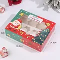 Christmas cupcake box with 12-slot insert and transparent window for festive baking - Extra Large Red And Green Christmas Window Box