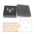 Edle schwarze Schmuckschatulle mit Rautenmuster und Samteinlage für Ringe und Halsketten - Diamond pattern 9.0 box set black; 9x9x2.5cm