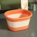 Collapsible orange foot bath basin with high calf-deep design and portable fold function - Orange (Standard No Lid)