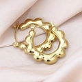 Polished gold titanium steel hoop earrings featuring an elegant wavy texture design - Sunflower / Gold