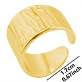 Bague ouverte en acier inoxydable doré avec texture martelée vintage et bande réglable - Doré