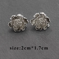 Silver 18k plated floral stud earrings with multi-layer petals size 2cm by 1.7cm - Silver Multi-Layer Petal Style (M60022)