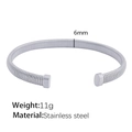 6mm vintage threaded stainless steel open bangle with hexagonal nut ends in silver - Steel Color 6mm (SZ08)