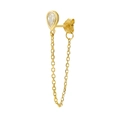 S925 silver gold earring with teardrop zircon and delicate tassel chain detail - Style 2 / Gold (Single)