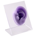 Purple silicone ear model for jewelry display on clear acrylic L-shaped stand - Purple Left Ear