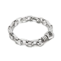 Vintage silver industrial chain bracelet with textured square links and U-hook clasp - Steel Color (KB147960-KLHQ)