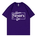 Dark purple cotton T-shirt with white Happy Father's Day print in a flat lay style - XS / Top (318) / Purple 318