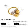 Détail de la bague grappe de billes en or 18 carats avec dimensions et poids précis - US 7 / Style de grappe de grandes boules bicolores or et argent (NB-R24269-GS)