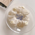 Witte bloemen kant haarelastiek met 3D stoffen rozen in Franse romantische stijl - #11 Beige Roos