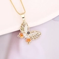 Macro shot of copper butterfly pendant with colorful cubic zirconia inlays and gold plating - Orange Green and Black Multicolor Zirconia Style (7#)
