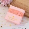 Pink square jewelry gift box with textured finish, ribbon bow, and gold foil lettering - Pink Bow Tie / 9*9*3.5CM