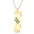 Gold-tone skateboard pendant necklace with Skate Spirit engraving and silver-tone chain - Gold Skateboard Style (KP100137)