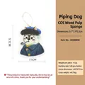 Dog pattern wood pulp cotton sponge dishcloth with blue coat design and hanging rope - COS Dog - Pipe Dog