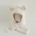 Dettaglio del cappuccio con orecchie da orso, consistenza morbida e etichetta fatta a mano - 2-7 Anni / Beige