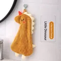 Cute orange dinosaur hanging hand towel made of soft absorbent coral fleece fabric - Small Dinosaur / Tangerine Orange