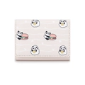 Porte-monnaie pliant rose avec motifs panda et burger en similicuir de qualité - Blanc Cassé